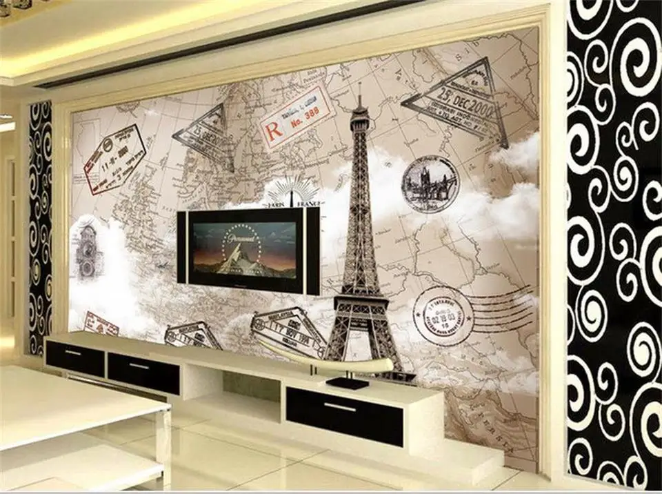 Пользовательские Настенные обои гостиная 3d фото Эйфелева башня Парижа живопись