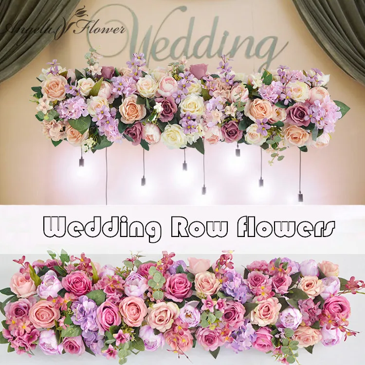 

4 Meters long Wedding Decoration rose Flower row artificial silk Road cited flowers Arched DIY Background flower wall decoration