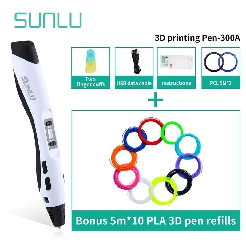 SL-300A-White-5.10 SL-300A 3D печать Ручка Поддержка PLA/ABS/PCL нити низкой температуры 3D Ручка коробка набор лучший подарок для детей - Цвет: SL-300A-White-5.10
