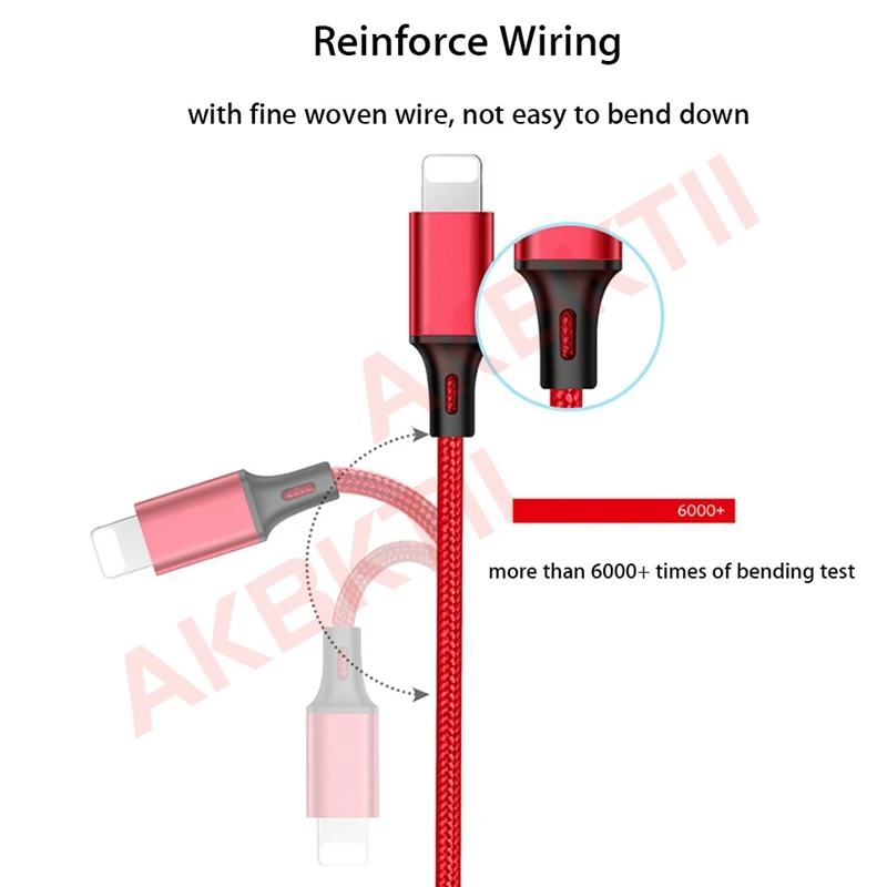 AKBKTII usb-кабель для зарядки iPhone XS X 8 7 3 в 1 кабель Micro USB C type samsung note 10 S10 S9 S8 | Мобильные