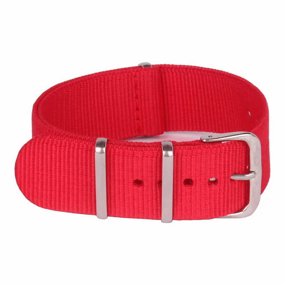 

Buy2 Get 10% OFF) Fashion 24 mm Watchband Army Sports Solid Red Nato Fiber Woven Nylon Watch Strap Wristwatch Bands Buckle 24mm
