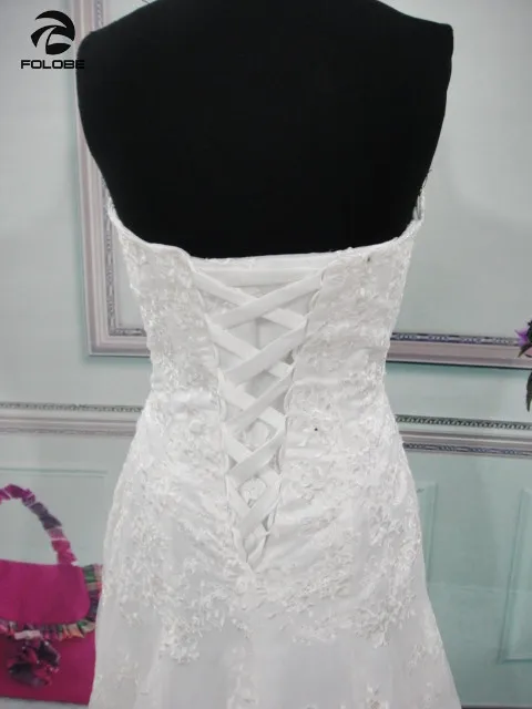Vestidos De Casamento наличии США 4-22 Вт Белый/Кот без бретелек аппликации-line Кружево