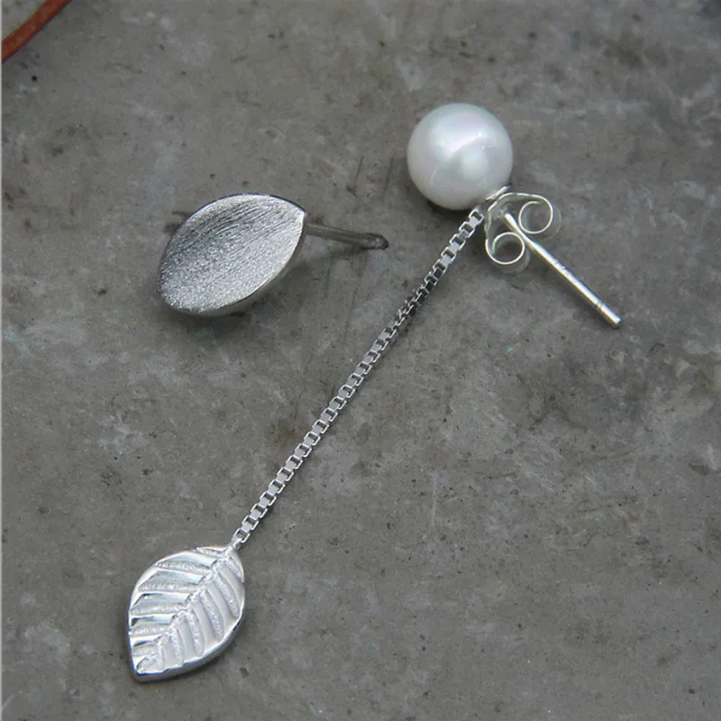 

Fashion Pure 925 Silver Leaf Asymmetric Ear Line Earrings Drop Earrings Jewelry Pendientes Brincos Fashion Jewelry