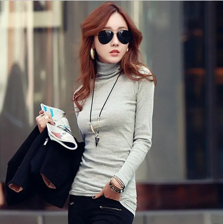 2018 осенние и зимние теплые плюс бархат утолщение основные водолазка рубашка