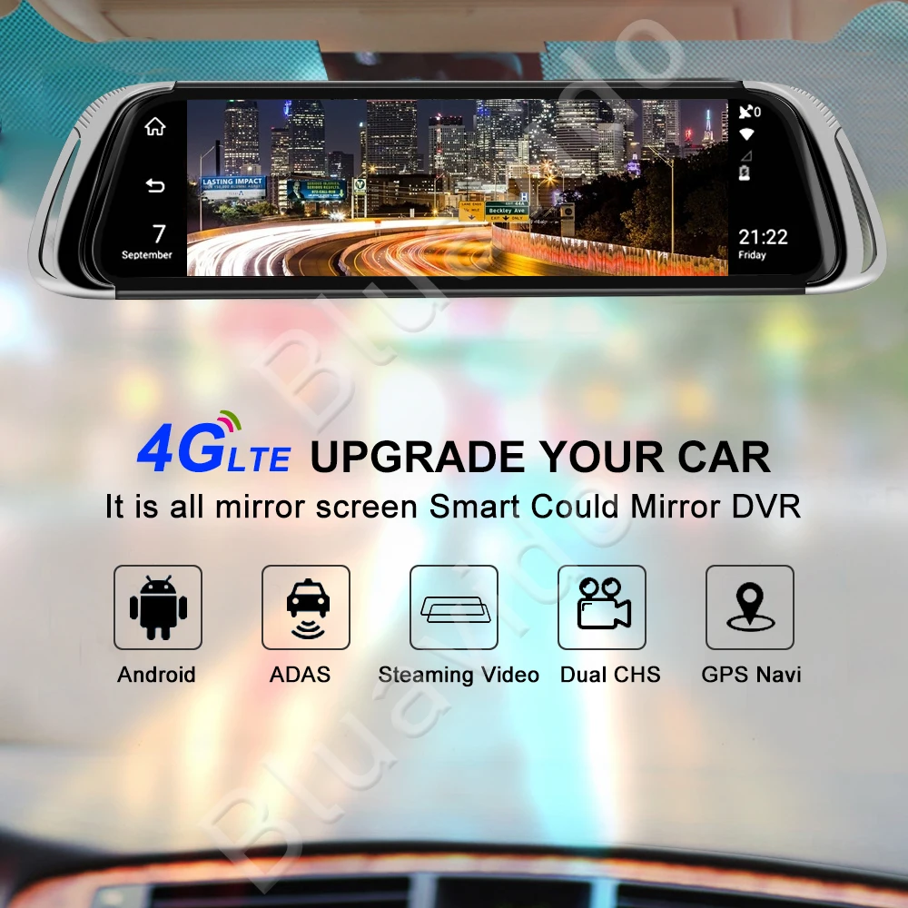 Bluavido 1" дисплей 4G ADAS Автомобильное зеркало заднего вида рекордер Android gps Nav с бесплатными картами FHD 1080P dash камера ночного видения WiFi