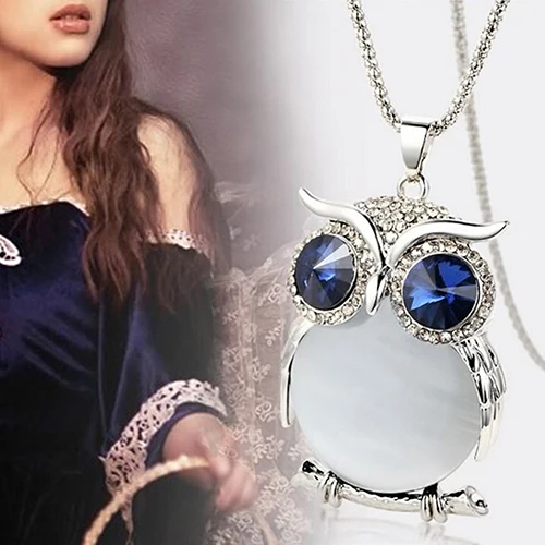 Bluelans женское ожерелье со стразами Сова Кристалл Подвеска животное длинный