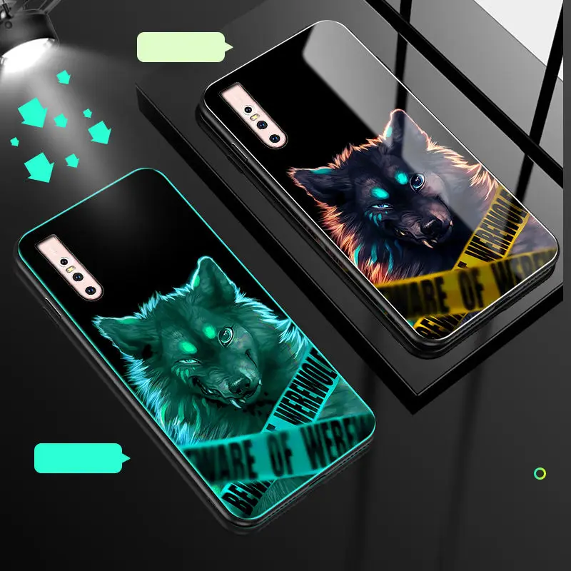 Светящийся чехол для телефона vivo V15 Pro Чехол светящийся закаленное стекло задняя крышка для vivo V15 Pro S1 Pro чехол силиконовый чехол