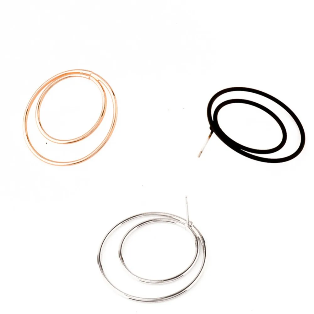 1 пара Для женщин Простые серьги полые геометрические бар круг уха Серьги