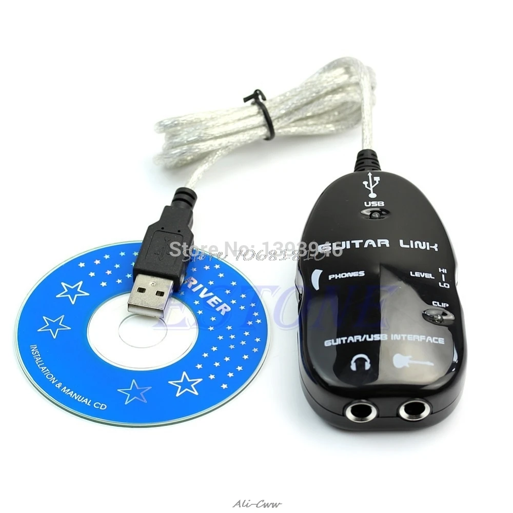 Интерфейс USB аудио ссылка для ПК MP3 запись XP электрогитара к кабелю Прямая