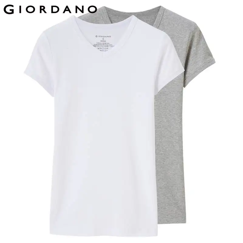 Giordano две хлопчатобумажные футболки с v-образным вырезом и короткими рукавами,модель имеет несколько цветовых решений,и большой размерный ряд - Цвет: 63White