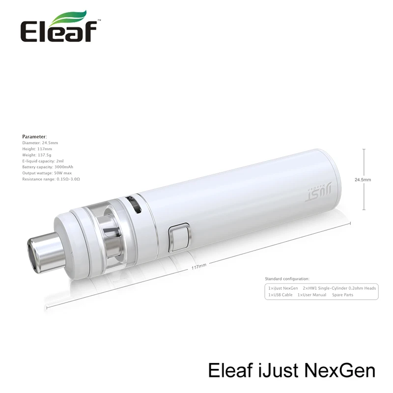 Оригинальный комплект Eleaf iJust NexGen аккумулятор 3000 мАч 2 мл набор для электронной сигареты с катушкой HW1 и s|vape