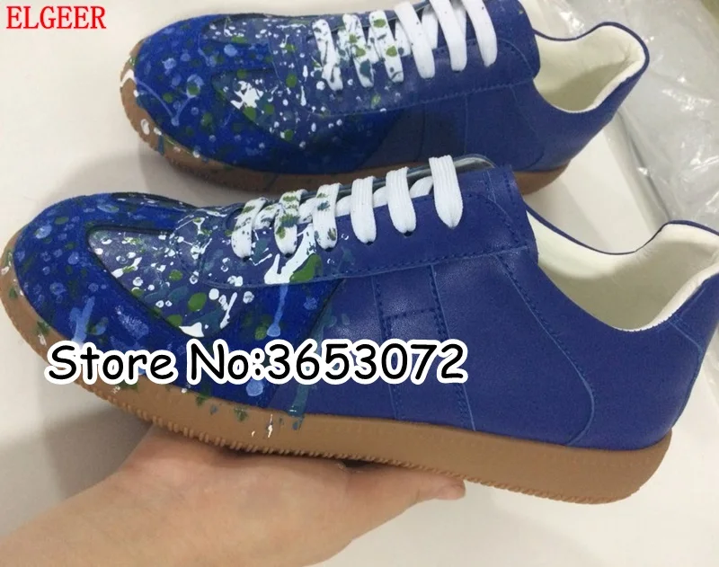 Hottest Man Printed Leather Genuine Low Top Flats Shoes Patchwork Mixed Color Sneakers Casual Suede Leisure |