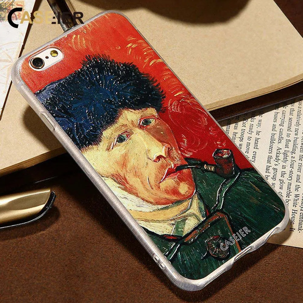 Caseier художественным принтом 3D помощи чехол для iPhone X 8 7 Plus 6 6S 5S 5 SE тиснением сзади