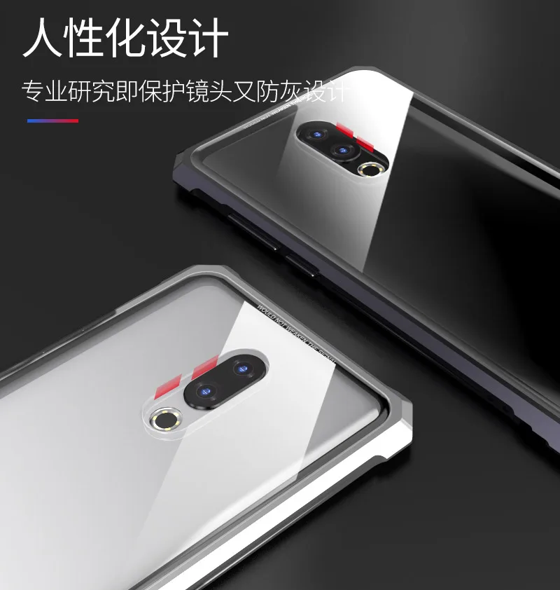 Чехол для Meizu 16th чехол металлический закаленное стекло прозрачная крышка для Meizu 16 плюс ударопрочный защитный чехол s Meizu 16 плюс