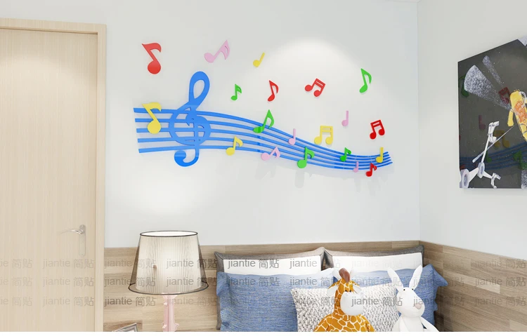 

The musical notes Acrylic 3d wall stickers Children's dance room music classroom cartoon Creativity decoration