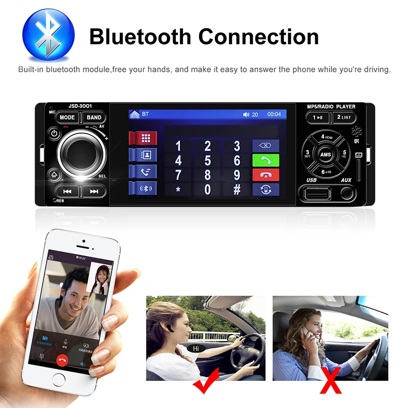 Автомобильный mp5-плеер автомагнитола с камерой заднего вида микрофоном Bluetooth