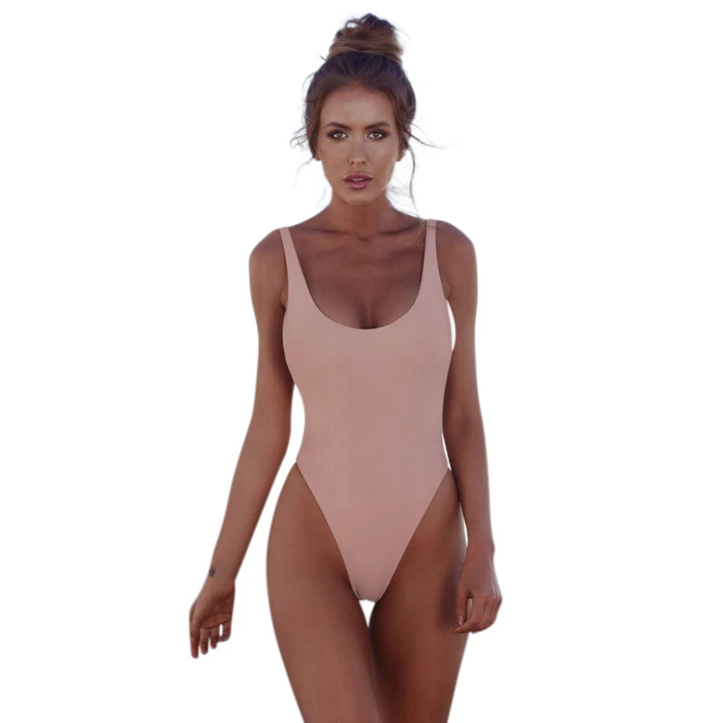 Цельные сексуальные женские костюмы купальник однотонный с высокой талией и