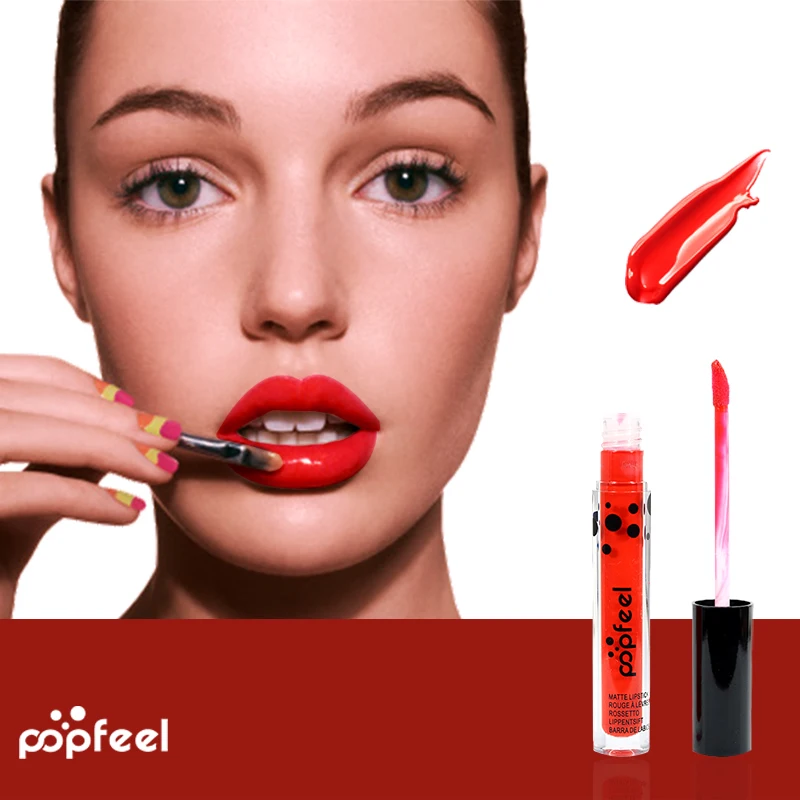 Pop чувствовать себя 8 расцветок матовая помада Долгое Красный Блеск для губ кисть
