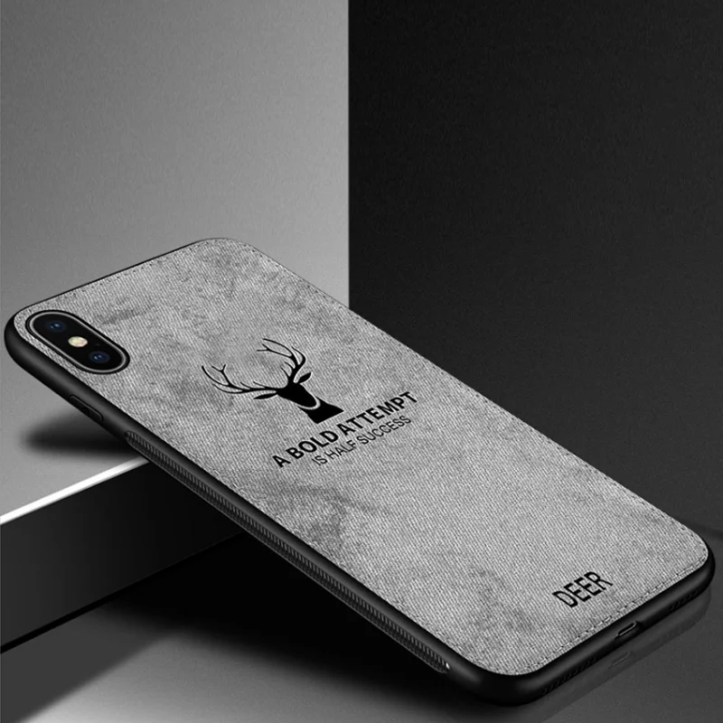 C Тканевый чехол для телефона с лосем для iPhone XS Max SX XR чехол для iPhone 7 8X6 6S Plus тканевый чехол для телефона задняя крышка - Цвет: C