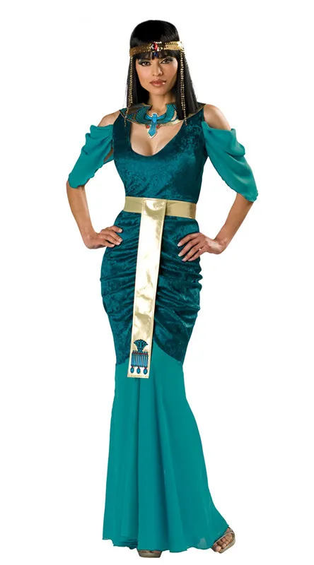 

New Egyptian Jewel Cleopatra Costume Fantasy Cosplay Queen Matriarch Halloween Fancy Dress Adult Carnival Outfit