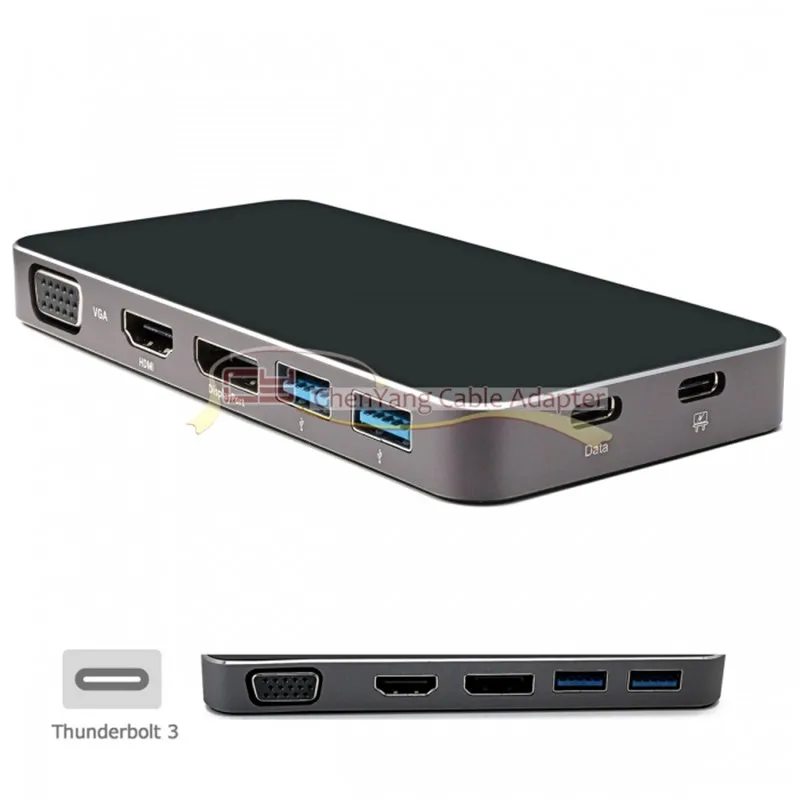 Thunderbolt3 USB 3. 0 Type C to Displayport VGA HDMI HUB & Dual Female адаптер питания для ноутбука|Компьютерные