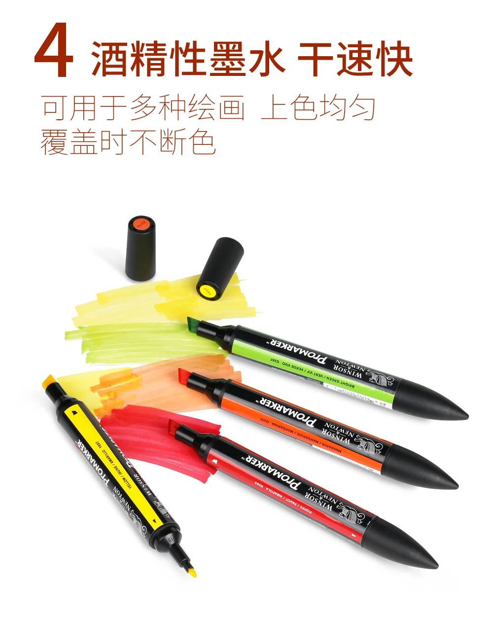 WINSOR&NEWTON Professional Marker Pen 6/12 Colors Double-side(round toe and oblique) Drawing Design Marker Pen Art Supplies