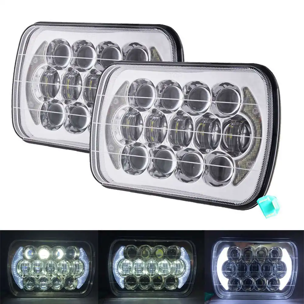 2 шт. 5x7 &quotавто DRL светодиодные фары дюймов для грузовика Led 6x7&quot 105 Вт H4 квадратные