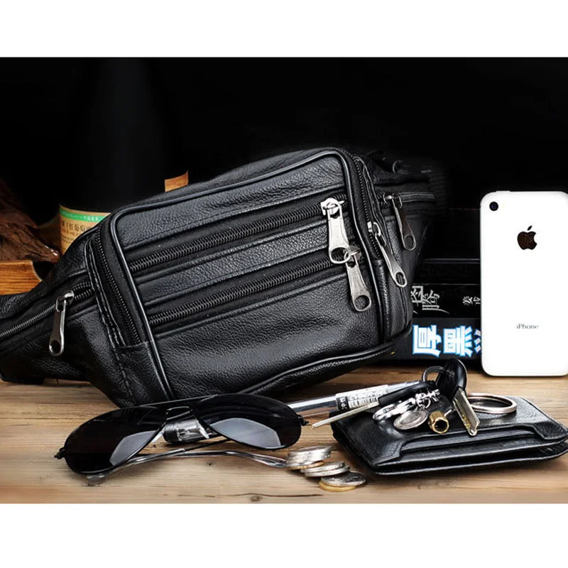 Genuine Leather Men Waist Packs Man Belt Bag Male Fanny Pack Crossbody Travel Soft Cell Phone Pocket Bum |