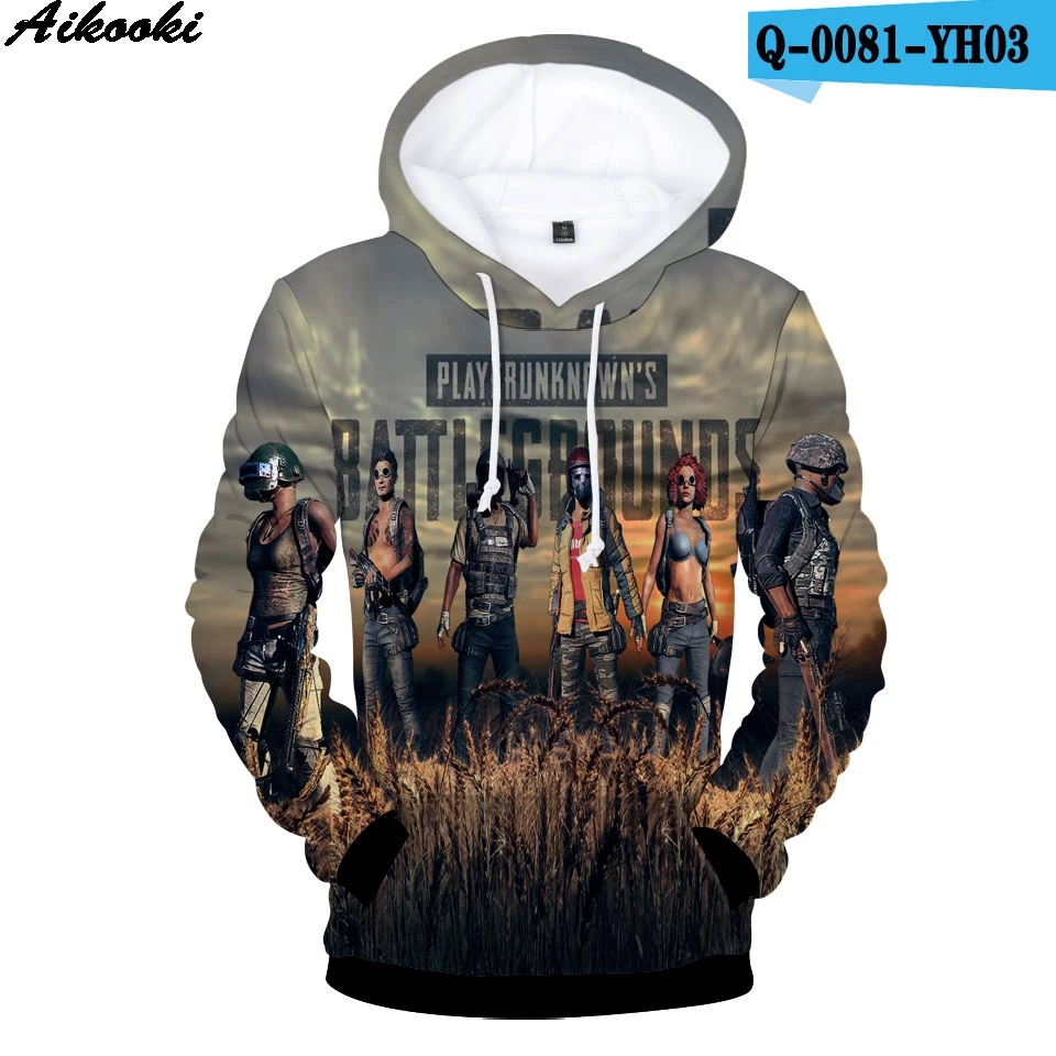 Aikooki PUBG 3D толстовки мужские/женские модные популярные игры Playerunknown's Battlegrounds с круглым вырезом PUBG 3D принт мужские толстовки Толстовка - Цвет: Серый