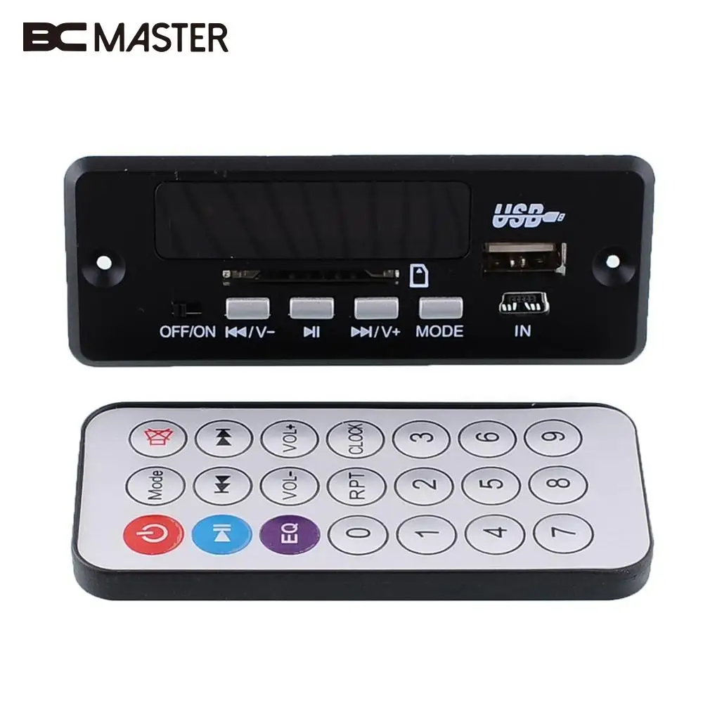BCMaster черный мини пульт дистанционного управления USB SD карта FM RS-MMC MP3 аудио плеер