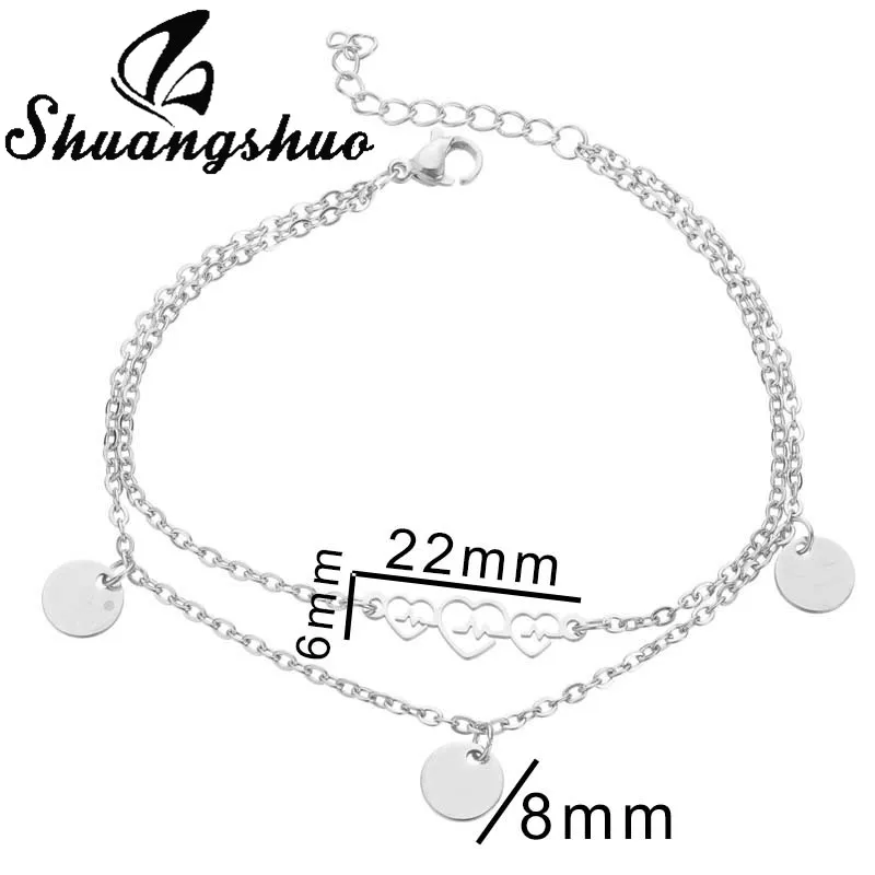Bracelet SL258 Shuangshuo браслеты с сердечками из нержавеющей стали для пары Moon Star золотая цепочка ювелирный браслет женские свадебные подарки pulsera - Окраска металла: Bracelet SL258