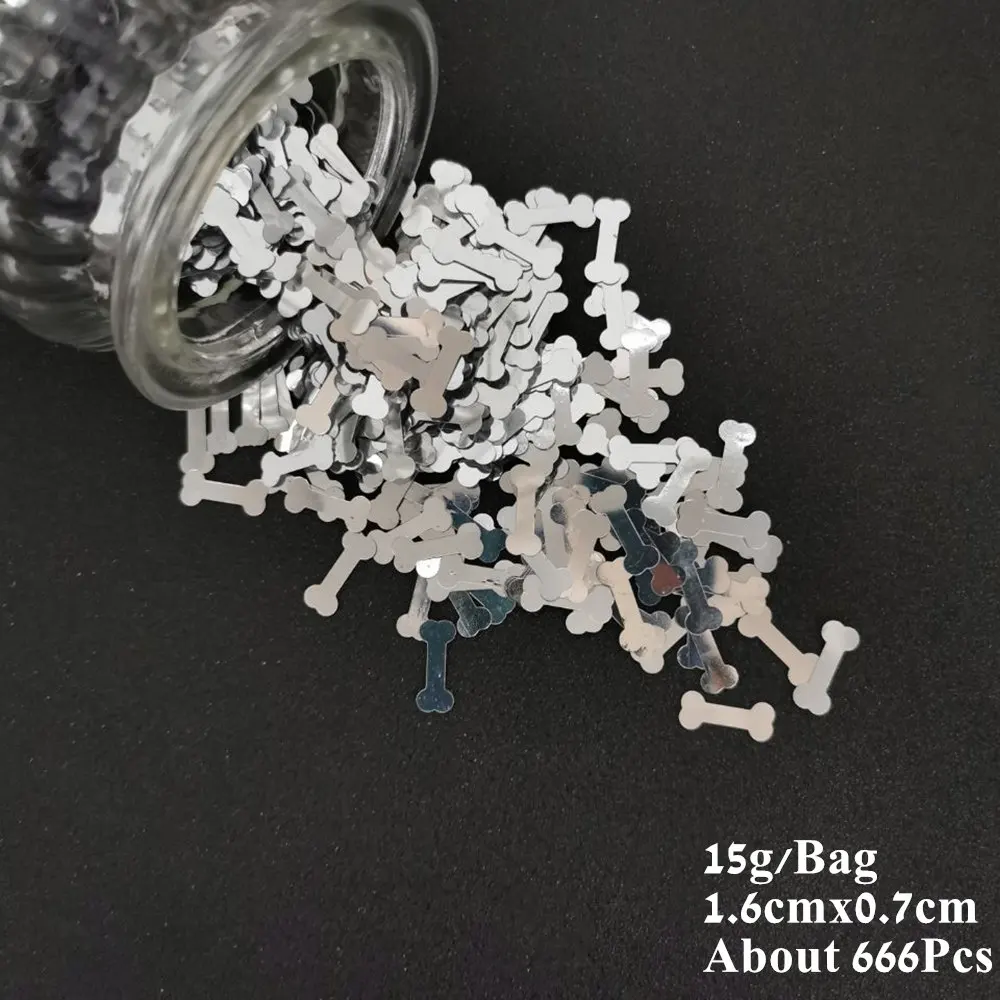 Bones 15 г Кошка Собака конфетти паук летучая мышь блестки DIY животные тема вечерние конфетти на стол Хэллоуин Черный кот конфетти вечерние принадлежности - Цвет: Bones