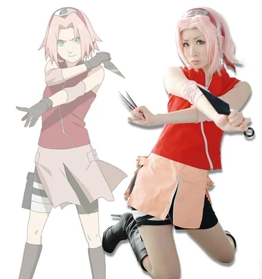 

Hot Japanese Anime Naruto Sakura Haruno Cosplay Costumes Sets