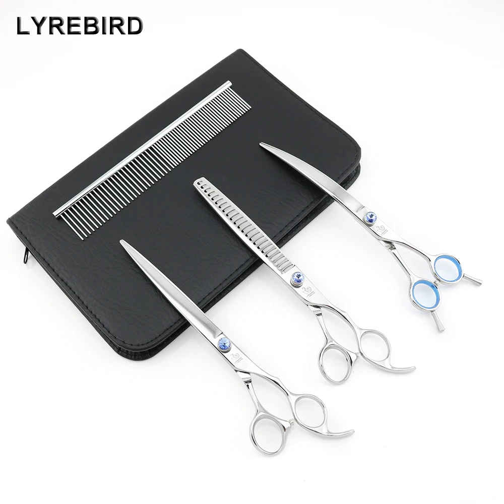 Professional Pet dog Grooming Scissors 8 Inch Dog Shears Thinning curved Blue Stone Lyrebird HIGH CLASS NEW | Красота и здоровье