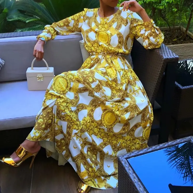 Женское длинное платье в этническом стиле Boho Черное с принтом большие размеры