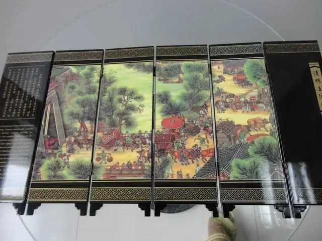 (Мини) изысканный китайский классический складной экран из 6 частей окрашенный