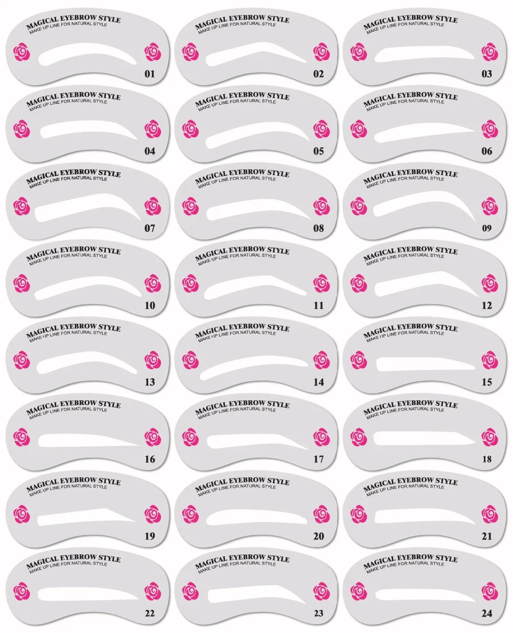24 Pcs Pro Reusable Eyebrow Stencil Set Eye Brow DIY Drawing Guide Styling Shaping Grooming Template Card Easy Makeup Beauty Kit|draw guide|eyebrow