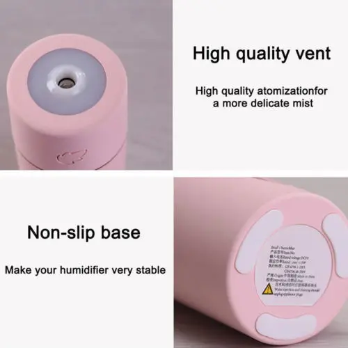 

Portable Mini Water Bottle Caps Humidifier Air Diffuser Aroma Mist w Bottle LED