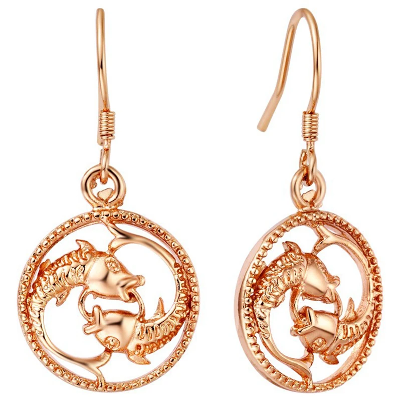 Серьги из розового золота 12 знаков зодиака Овен Телец Gemini Leo Virgo Libra Scorpius Sagittarus
