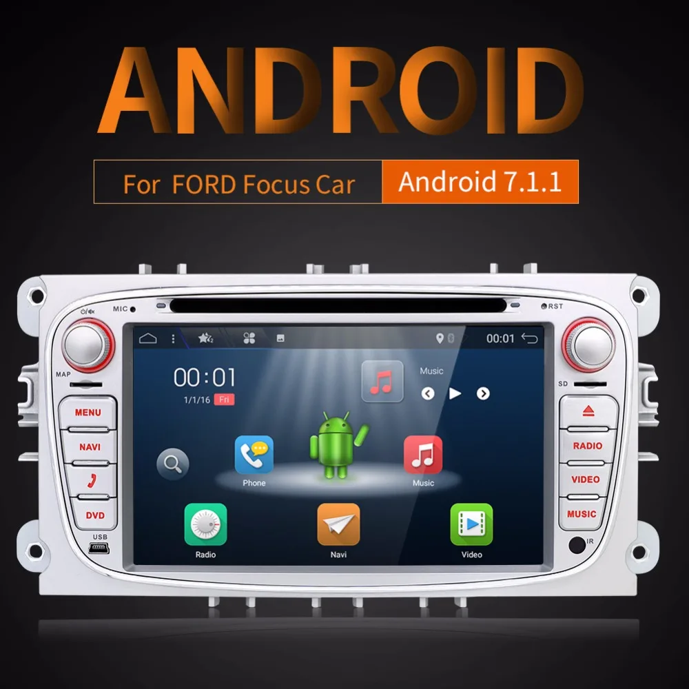 Android 7.1.1 два Din 7 дюймов машинный DVD проигрыватель для FORD Focus/S MAX/Mondeo/C MAX/Galaxy