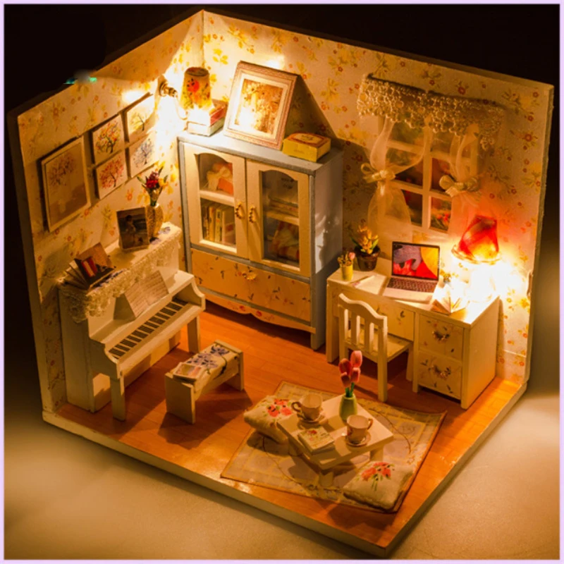 3D мини пазл DIY Ручная работа миниатюрная мебель кукольный домик модель здания