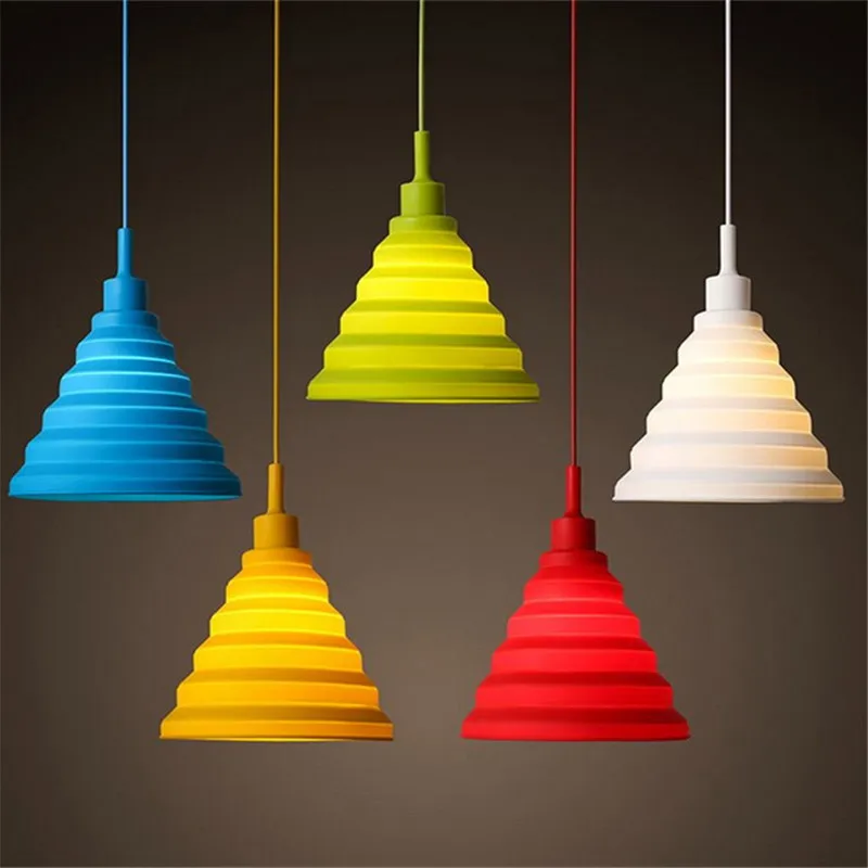 Colorful Led Pendant lights Vintage E27 Silicone Edison lustre Rope Restaurant Lamp light Dining Room Kitchen Hanglamps | Лампы и