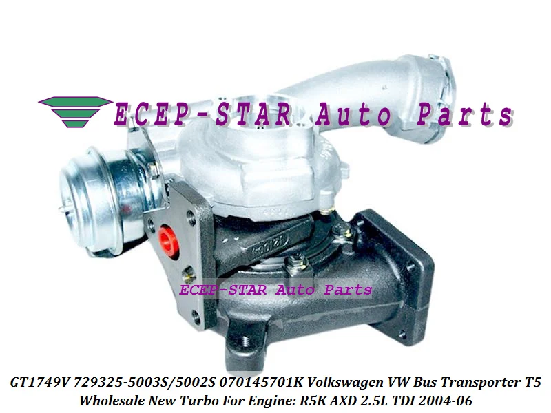 Турбо GT1749V 729325 5003S 5002S 070145701K 070145701KX 070145701KV для автобуса VW транспортера T5 2004 R5K AXD