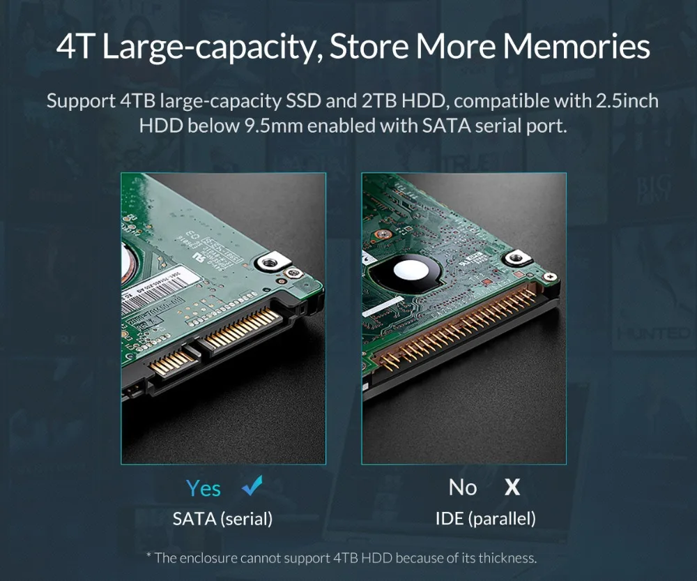 ORICO 2," Корпус SATA HDD USB 3,0 полноячеистая сеть HDD жесткий диск внешний жесткий диск 5 Гбит/с Корпус для жесткого диска черный чехол для контроля уровня сахара в крови с 50 см кабель