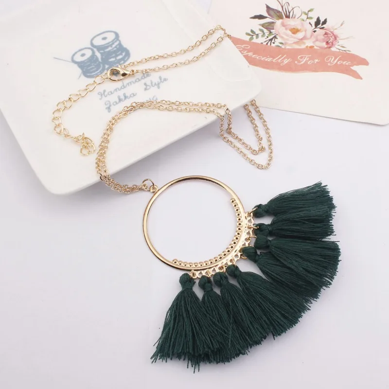 Bohemia Ethnic Tassel Statement Necklace Women Long Chain Gold Round Pendants Necklaces Fashion Jewelry Collier Femme Wholesale | Украшения