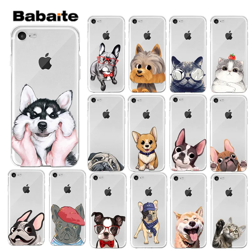 Милый чехол Babaite с изображением французского бульдога собаки и кота для iPhone X 5 5S 6 S