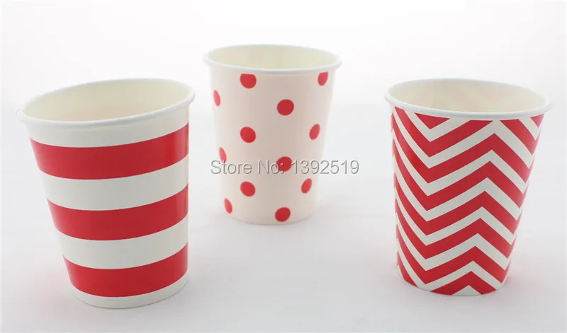 Бесплатная доставка 48 шт. 9 унций красные бумажные стаканчики принадлежности для