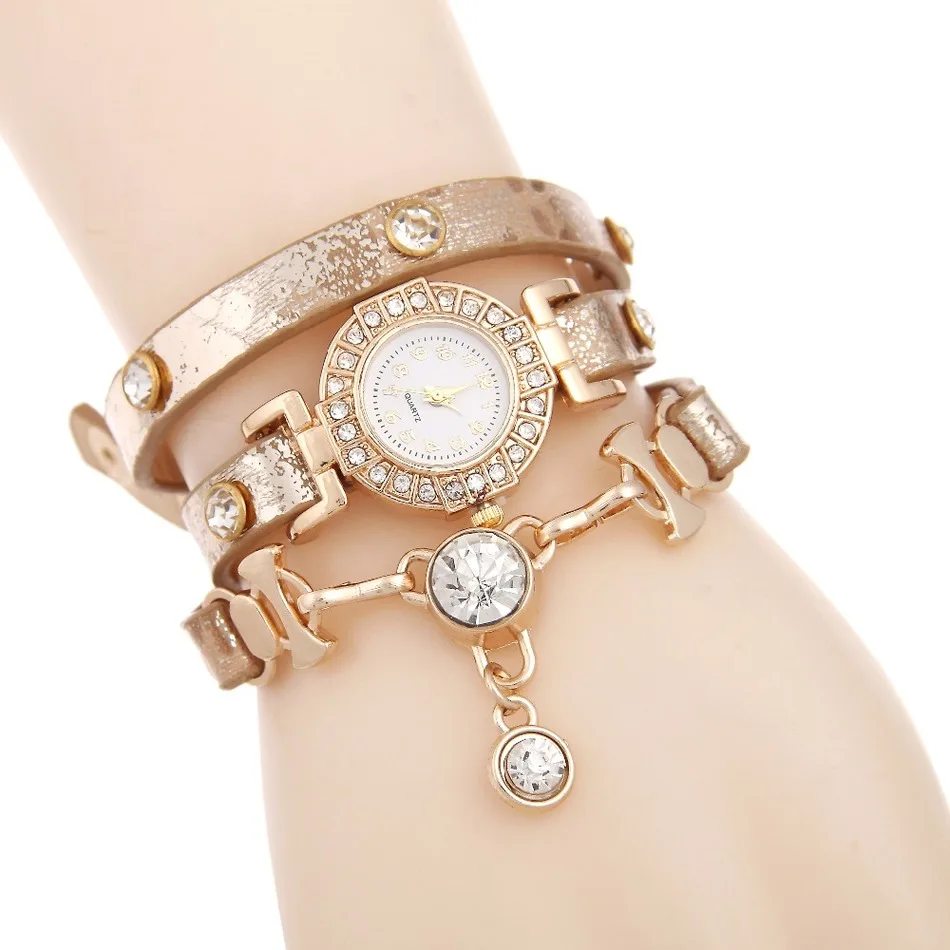 Женские кварцевые часы на заклепках loggi браслет с большим бриллиантом AC132|Женские