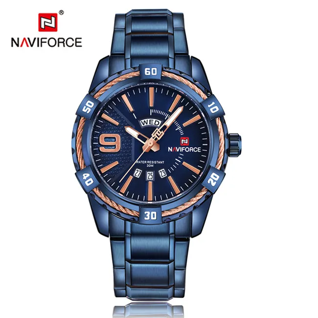 BEBE NAVIFORCE Роскошные Брендовые спортивные часы для мужчин золото полный сталь кварцевые часы мужские Дата водонепроницаемые военные часы мужские relogio masculino - Цвет: BEBE