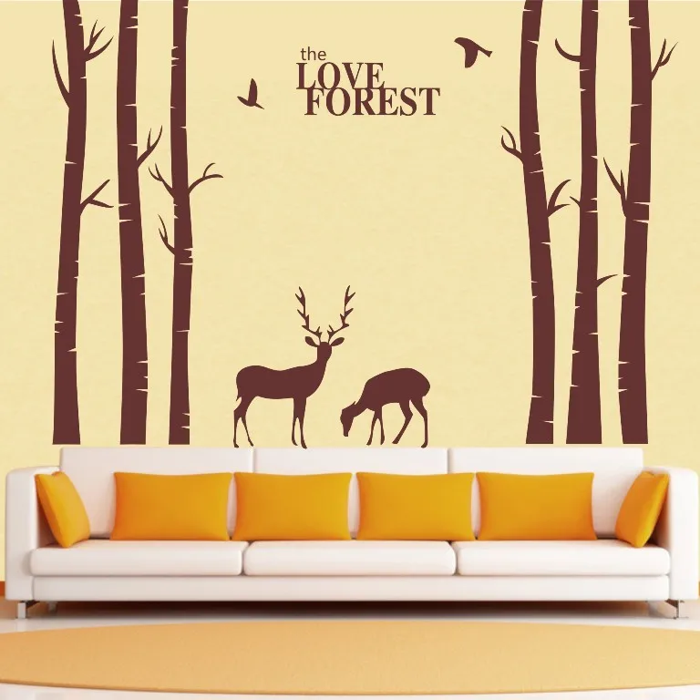 2 м супер большое огромное гигантское дерево любовь лес олень наклейки на стену s